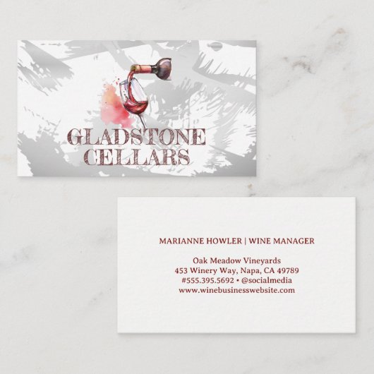 ボトルワインを注ぐ | 水彩ブラシ 名刺 (正面/裏面)