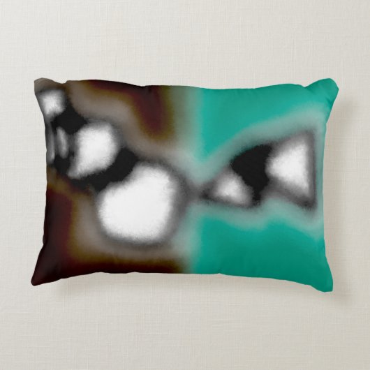 ボトル内のメッセージ:抽象芸術ブラウン、ティール(緑がかった色)、B & W アクセントクッション (裏面)