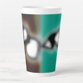 ボトル内のメッセージ：抽象芸術ブラウン、ティール（緑がかった色）、B & W カフェラテマグ (正面)