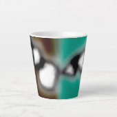 ボトル内のメッセージ:抽象芸術ブラウン、ティール(緑がかった色)、B & W カフェラテマグ (正面)