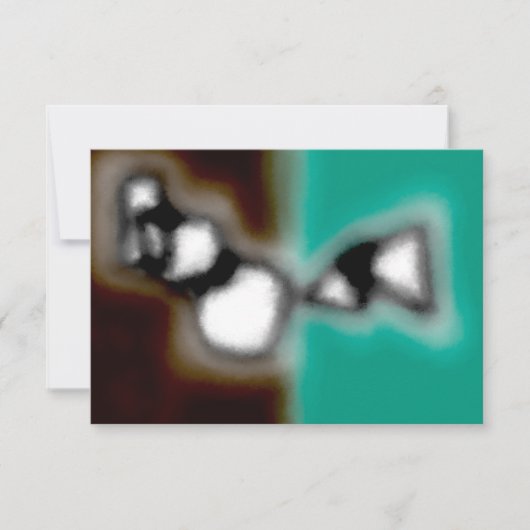 ボトル内のメッセージ:抽象芸術ブラウン、ティール(緑がかった色)、B & W カード (正面)