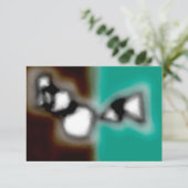 ボトル内のメッセージ:抽象芸術ブラウン、ティール(緑がかった色)、B & W カード (スタンド正面)