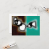 ボトル内のメッセージ:抽象芸術ブラウン、ティール(緑がかった色)、B & W カード (正面/裏面インサイチュ)