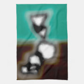 ボトル内のメッセージ:抽象芸術ブラウン、ティール(緑がかった色)、B & W キッチンタオル (縦)
