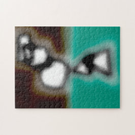 ボトル内のメッセージ：抽象芸術ブラウン、ティール（緑がかった色）、B & W ジグソーパズル