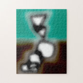 ボトル内のメッセージ：抽象芸術ブラウン、ティール（緑がかった色）、B & W ジグソーパズル (縦)