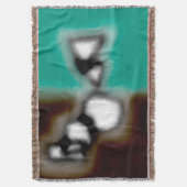 ボトル内のメッセージ:抽象芸術ブラウン、ティール(緑がかった色)、B & W スローブランケット (正面縦)