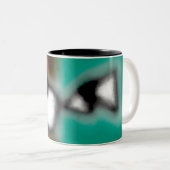 ボトル内のメッセージ:抽象芸術ブラウン、ティール(緑がかった色)、B & W ツートーンマグカップ (正面右)