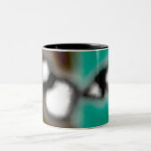 ボトル内のメッセージ:抽象芸術ブラウン、ティール(緑がかった色)、B & W ツートーンマグカップ (中央)