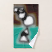 ボトル内のメッセージ:抽象芸術ブラウン、ティール(緑がかった色)、B & W バスタオルセット (ハンドタオル)