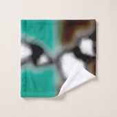 ボトル内のメッセージ:抽象芸術ブラウン、ティール(緑がかった色)、B & W バスタオルセット (ウォッシュタオル)