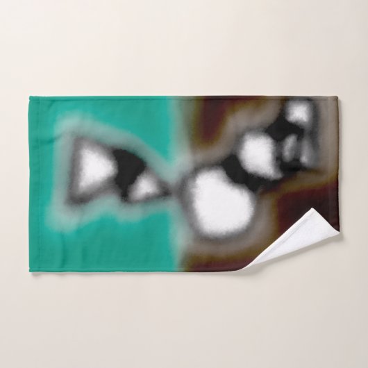 ボトル内のメッセージ:抽象芸術ブラウン、ティール(緑がかった色)、B & W バスタオルセット (ハンドタオル)