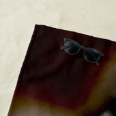 ボトル内のメッセージ：抽象芸術ブラウン、ティール（緑がかった色）、B & W ビーチタオル (インサイチュ)