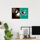 ボトル内のメッセージ：抽象芸術ブラウン、ティール（緑がかった色）、B & W ポスター (ホームオフィス)