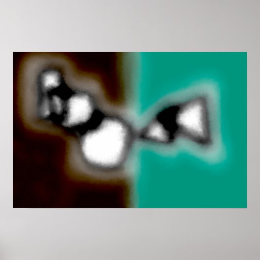 ボトル内のメッセージ：抽象芸術ブラウン、ティール（緑がかった色）、B & W ポスター (正面)