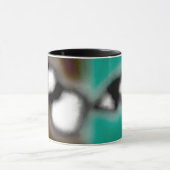 ボトル内のメッセージ:抽象芸術ブラウン、ティール(緑がかった色)、B & W マグカップ (中央)