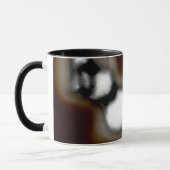 ボトル内のメッセージ:抽象芸術ブラウン、ティール(緑がかった色)、B & W マグカップ (左)