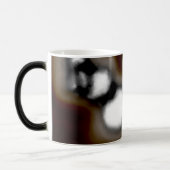 ボトル内のメッセージ:抽象芸術ブラウン、ティール(緑がかった色)、B & W モーフィングマグカップ (左)