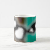 ボトル内のメッセージ:抽象芸術ブラウン、ティール(緑がかった色)、B & W モーフィングマグカップ (中央)