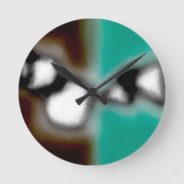 ボトル内のメッセージ：抽象芸術ブラウン、ティール（緑がかった色）、B & W ラウンド壁時計