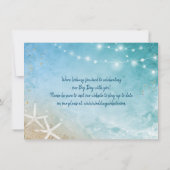 ボトル写真熱帯ビーチ結婚式のメッセージ セーブザデート (裏面)