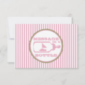 ボトル帆船のメッセージ赤ちゃんシャワーピンク 招待状 (裏面)