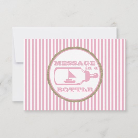 ボトル帆船のメッセージ赤ちゃんシャワーピンク 招待状 (裏面)
