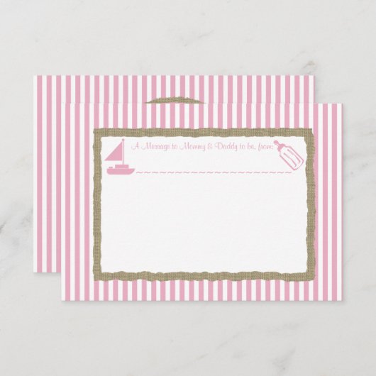 ボトル帆船のメッセージ赤ちゃんシャワーピンク 招待状 (正面/裏面)