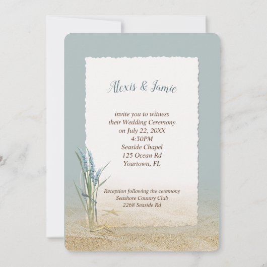 ボトル結婚のヒトデのメッセージ 招待状 (裏面)