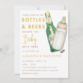 ボトル＆ビアーズ　カジュアル　ベビーシャワー（お水のボトルとビールでカジュアルなベビーシャワー） 招待状 (正面)