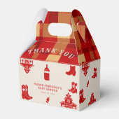 ボトル&ブーツカウボーイレトロレッドベビーシャワー フェイバーボックス (裏面サイド)