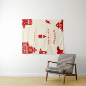 ボトル＆ブーツ カウボーイ レトロ レッド ベビーシャワー タペストリー (インサイチュ(横))