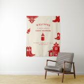 ボトル＆ブーツ カウボーイ レトロ レッド ベビーシャワー タペストリー (インサイチュ)