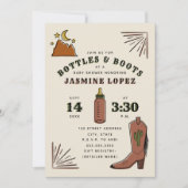 ボトル＆ブーツ カクタス ムーン カウボーイ ベイビー シャワー 招待状 (正面)