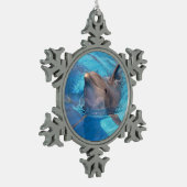 ボトレスドルフィン泳ぎ スノーフレークピューターオーナメント (左)