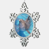 ボトレスドルフィン泳ぎ スノーフレークピューターオーナメント (右)