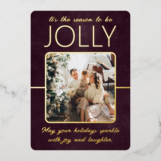 ボドモダンエレガント写真のクリパーソナライズされたスマス 箔シーズンカード (正面)