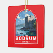 ボドルムキャッスルターキートラベルアートヴィンテージ セラミックオーナメント (左)