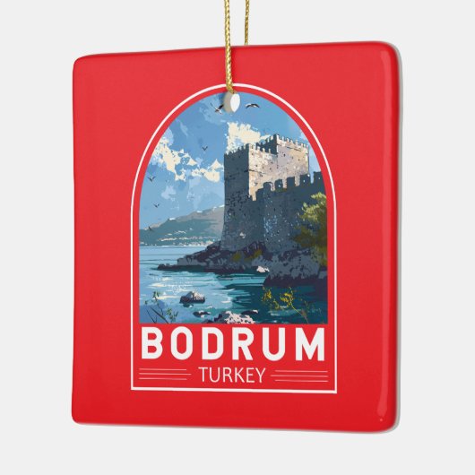ボドルムキャッスルターキートラベルアートヴィンテージ セラミックオーナメント (左)