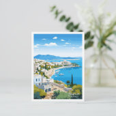 ボドルムトルコトラベルヴィンテージイラストレーション ポストカード (スタンド正面)