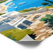 ボドルムトルコヴィンテージ旅行イラストレーション ポスター (角)