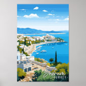 ボドルムトルコヴィンテージ旅行イラストレーション ポスター (正面)