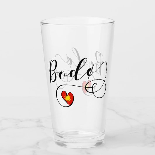 ボドー国旗ハート，ノルウェー，ボドー タンブラーグラス (正面)