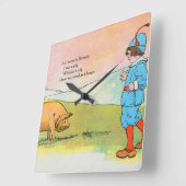 ボナーに行くと豚に会った – 子供部屋韻 スクエア壁時計 (傾斜)