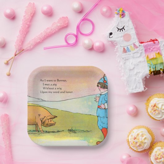 ボナーに行くと豚に会った – 子供部屋韻 ペーパープレート (パーティー)