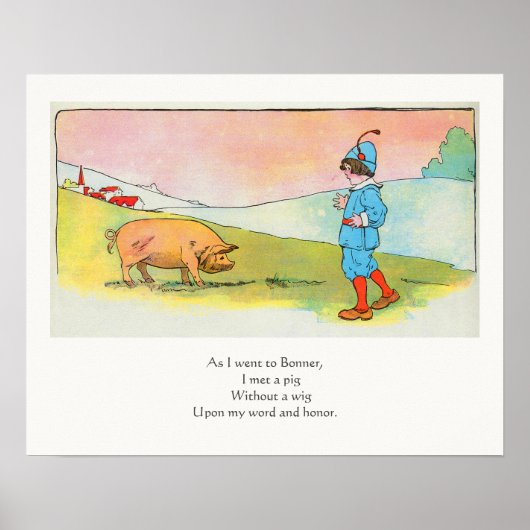 ボナーに行くと豚に会った – 子供部屋韻 ポスター (正面)