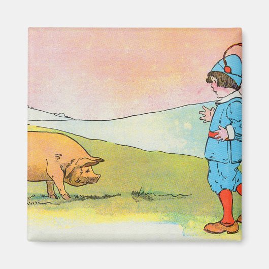 ボナーに行くと豚に会った – 子供部屋韻 マグネット (正面)