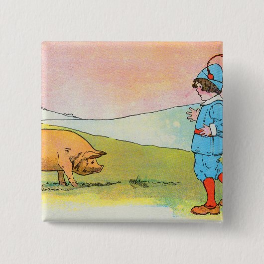 ボナーに行くと豚に会った – 子供部屋韻 缶バッジ (正面)