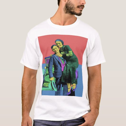 ボニーとクライドポップ・アートのアート Tシャツ (正面)