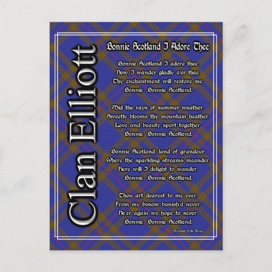ボニースコットランドIアドレザクランエリオットタータンチェック ポストカード (正面)